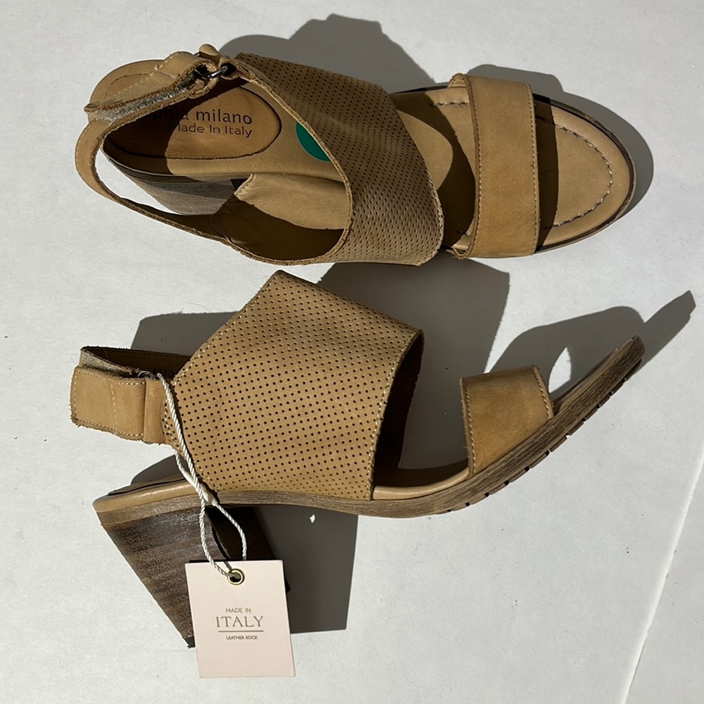 Sophia Milano Made in Italy tan leather heels sandals sz 8 NEW! shoes pumps
